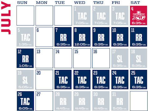 Reno Aces baseball game schedule - July, 2026